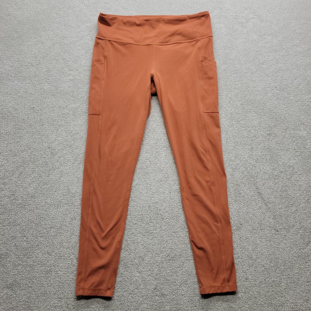 Prana Womens Leggings Size Large Orange High Rise Side Pockets Yoga Activewear